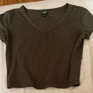 Wild Fable Olive V-Neck Crop Top